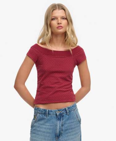 Athletic Off Shoulder Pattern Top